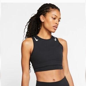 Nike Aeroswift Womens Black Cropped Top Size Medium
